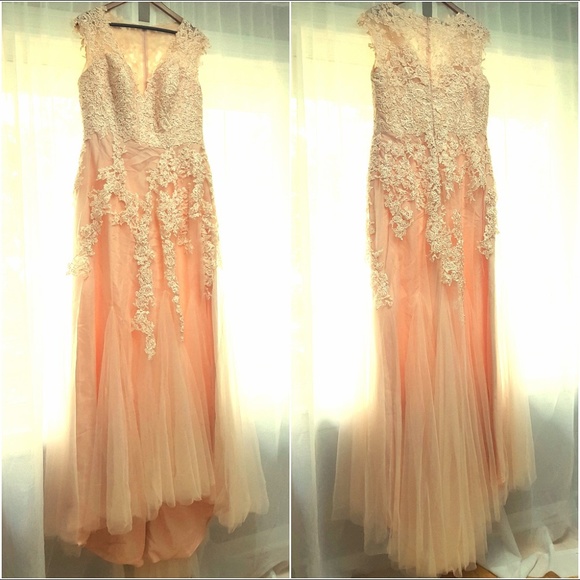 Dresses & Skirts - Lace Applique Wedding Gown, Blush Pink, 14 or 16